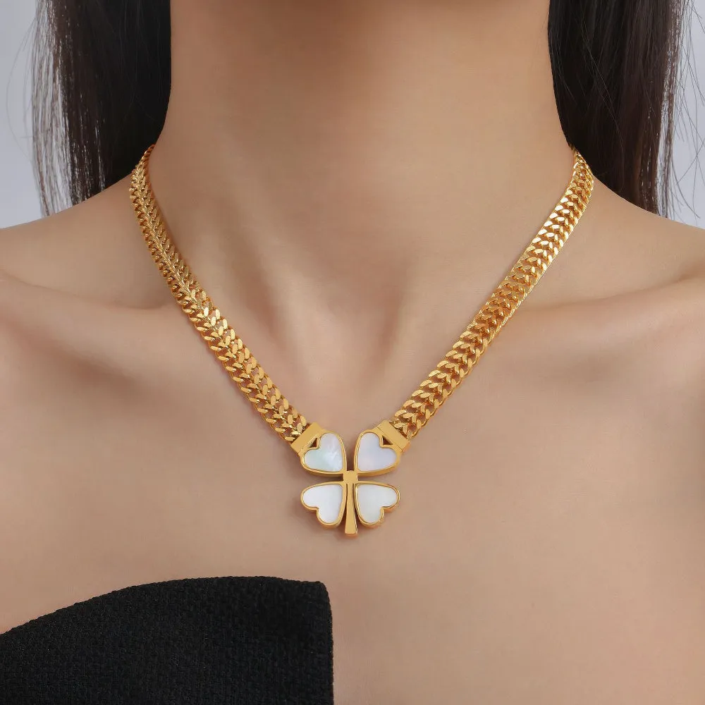 Luxury Four Leaf Clover Necklace Bracelet Earrings Set