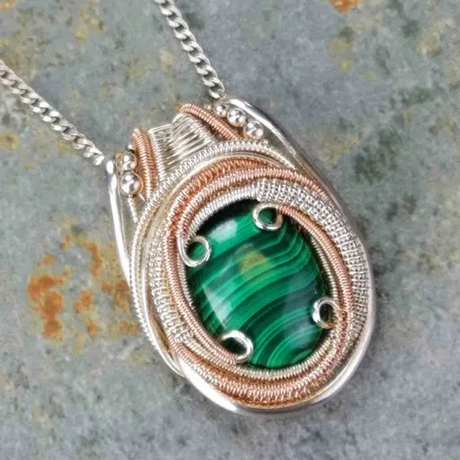 Malachite Wire Wrapped Pendant