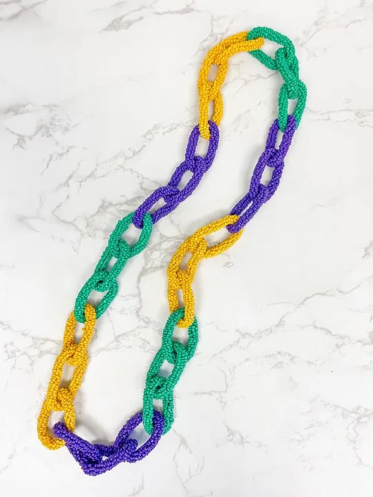 Mardi Gras Beaded Link Necklace