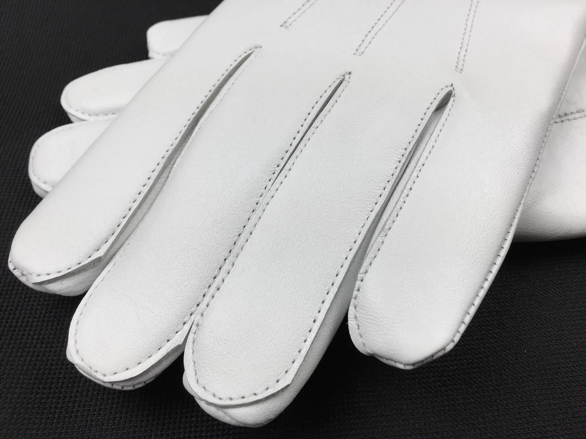 Masonic White Soft Leather St Thomas of Acon Gauntlets Gloves