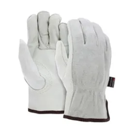 MCR Safety 2X Beige And Gray Industry Grade Grain Leather Unlined Drivers Gloves