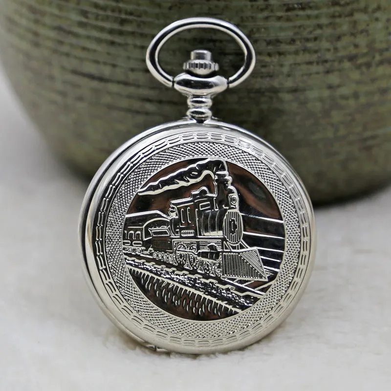 Mechanical Pocket Watch Train Carved Pocket Watch Hollow Sheet Plate Double Flip Mechanical Watch