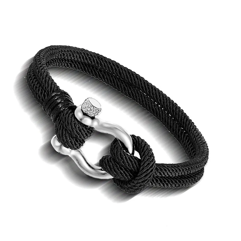 Men's Braided Titanium Steel With Horseshoe Buckle Bracelet