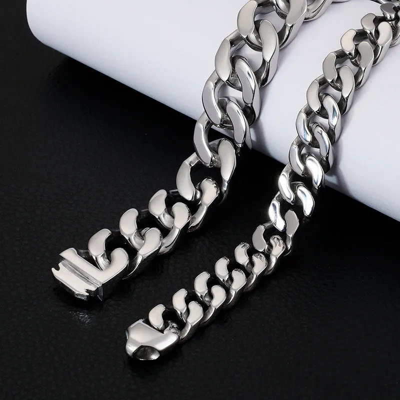 Men's Fashion Titanium Steel Chain Bracelet - Trendy European and American Design