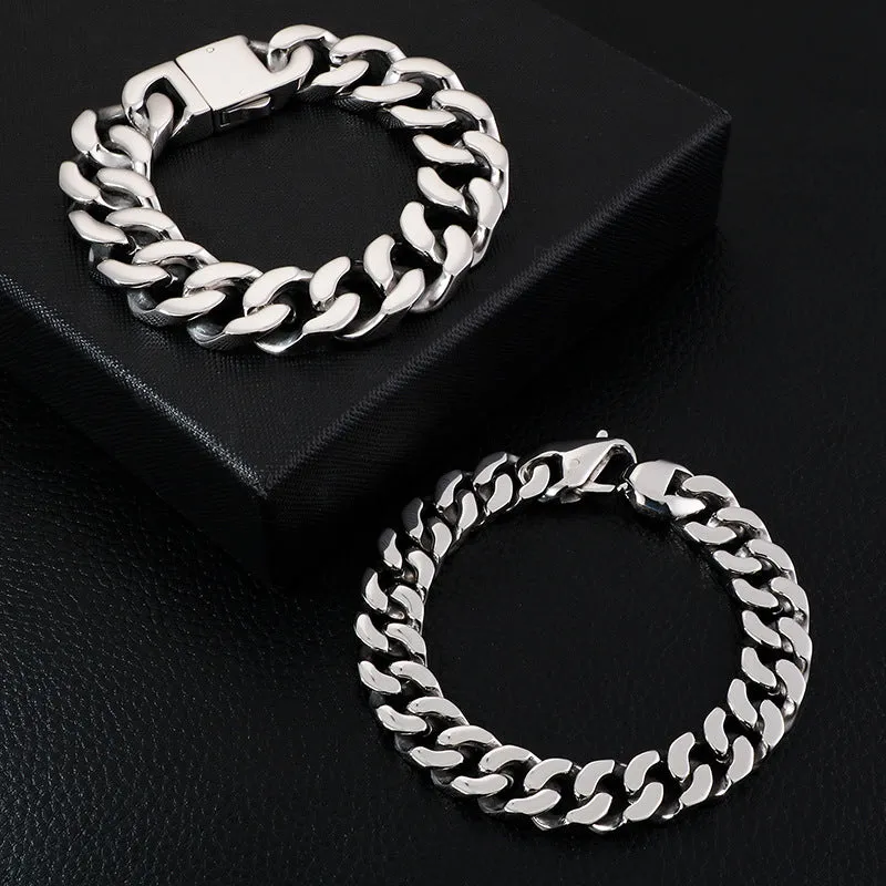 Men's Fashion Titanium Steel Chain Bracelet - Trendy European and American Design