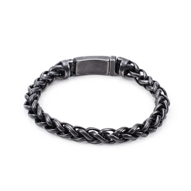 Men's Korean-Inspired Titanium Steel Flower Basket Chain Bracelet - Trendy Stainless Steel Fashion Accessory