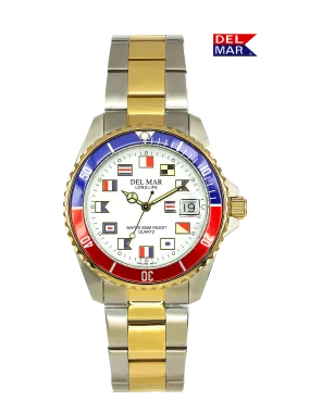 Men's Long Life Nautical Blue & Red Bezel Watch #50258