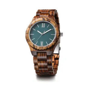 Men's Roman Numerals Quartz Natural Wooden Watch