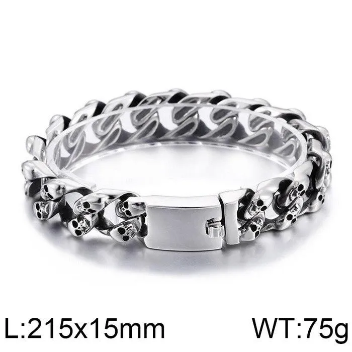 Men's Titanium Steel Skull Bracelet - Trendy Korean-Inspired Thick Jewelry for the Bold