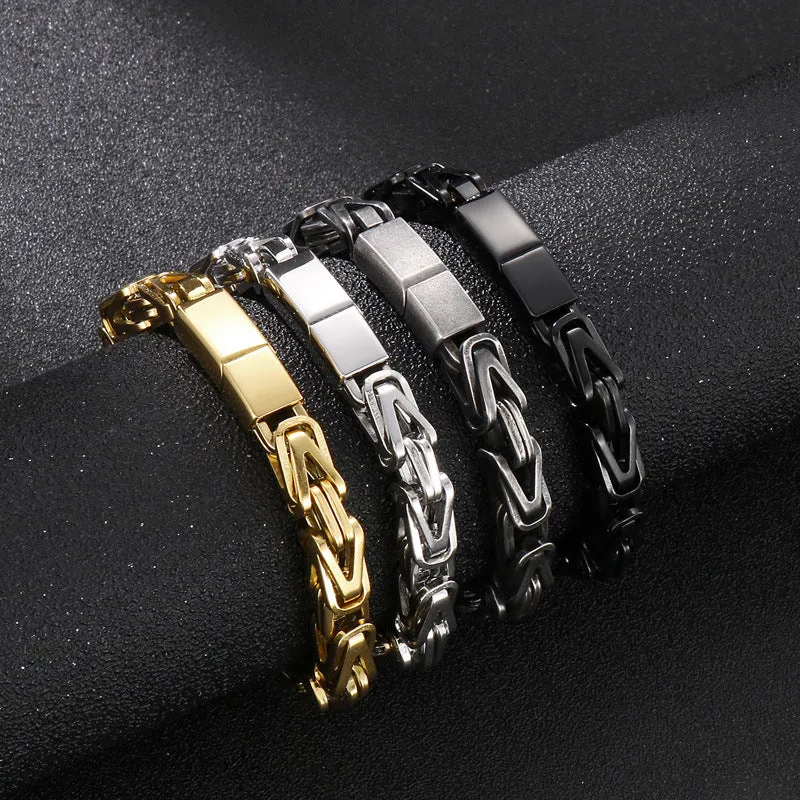 Men's V-Shaped Titanium Steel Bracelet with Emperor Chain Design - Hip Hop Style for European and American Fashion