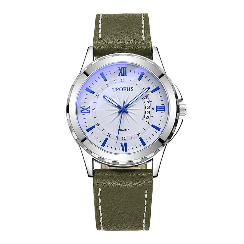 Men's Watch Single Calendar Starlight Pattern Watch Men's Business Steel Belt Quartz Watch