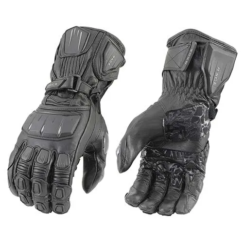 Milwaukee Leather SH717 Men's Black Leather Gauntlet Racing Motorcycle Hand Gloves W/ Hard Knuckle Protection Extra Grip Reinforced Palm