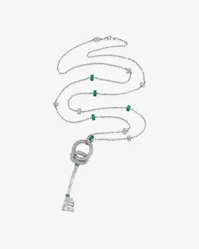 Mindi Mond - Women's Key Pendant Necklace - (Emerald)