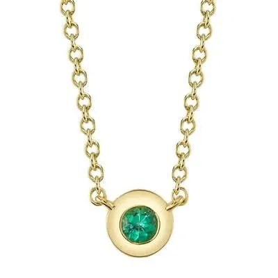 Mini Emerald Bezel-Set Necklace by Shy Creation