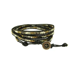 Mixed Metal Wrap Leather Bracelet