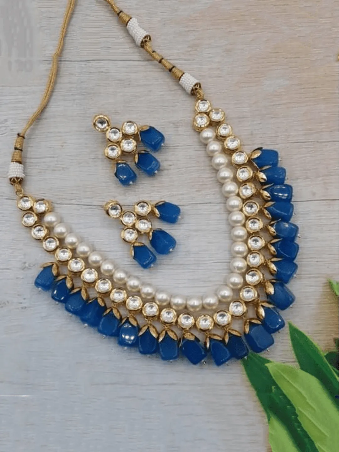 Moti Kundan Beads Necklace Set