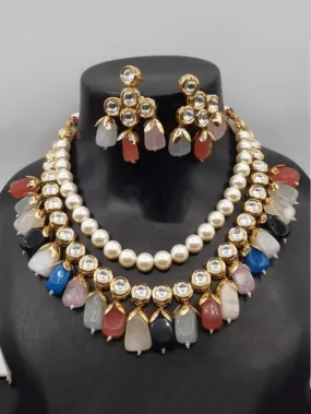 Moti Kundan Beads Necklace Set