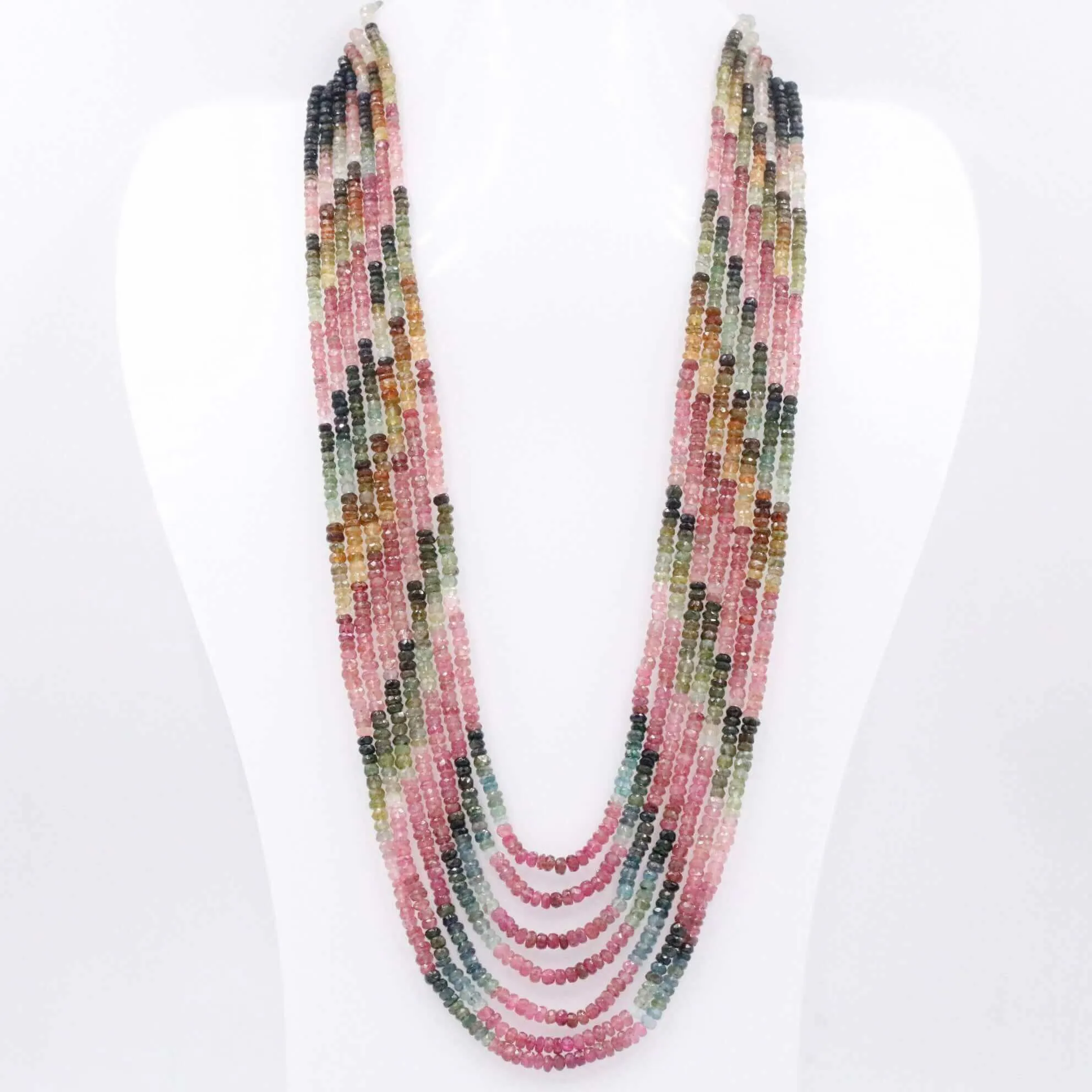 Multi Color Tourmaline Necklace Layered Necklace Faceted Necklace Long Necklace Sarafa Necklace Indian Necklace SKU 6143230