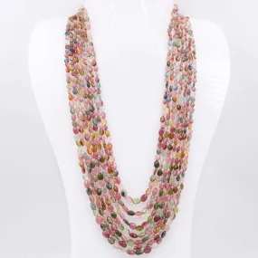 Multi Color Tourmaline Necklace Layered Necklace Oval Bead Necklace Long Necklace Sarafa Necklace Indian Necklace SKU 6143232