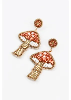 My Doris - Copper Mushroom Beaded Earrings