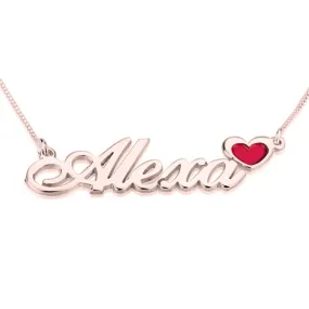 Name Necklace with Coloured Symbols Rose Gold Plated