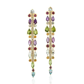 Natural Amethyst Dangle Earrings 18k Yellow Gold Diamond Jewelry February Birthstone Jewelry