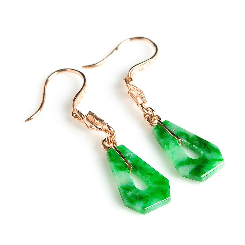 Natural Jade Earrings Jadeite Gold Earrings EG16