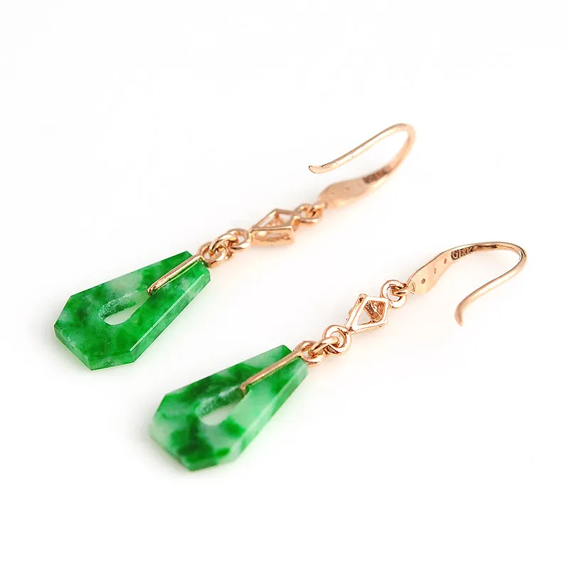 Natural Jade Earrings Jadeite Gold Earrings EG16