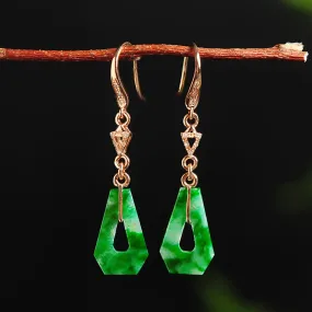 Natural Jade Earrings Jadeite Gold Earrings EG16