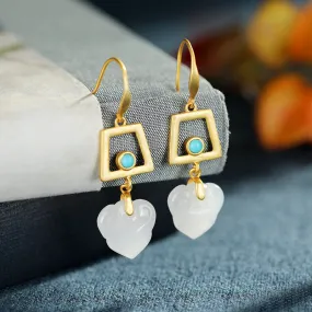 Natural Jade Earrings Nephrite Turquoise Silver Earrings ZNE345