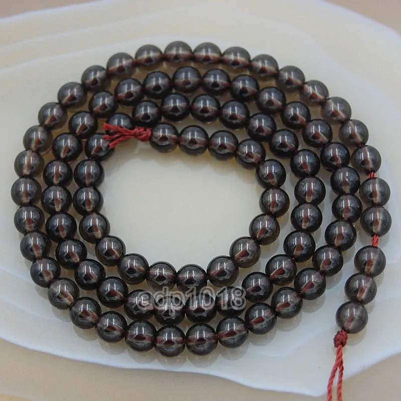 Natural Smoky Quartz Gemstone Round Loose Beads on a 15.5" Strand