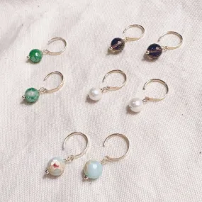 NEW! Ella Handmade Gemstone Huggie Hoops in Sterling Silver by Freshie & Zero