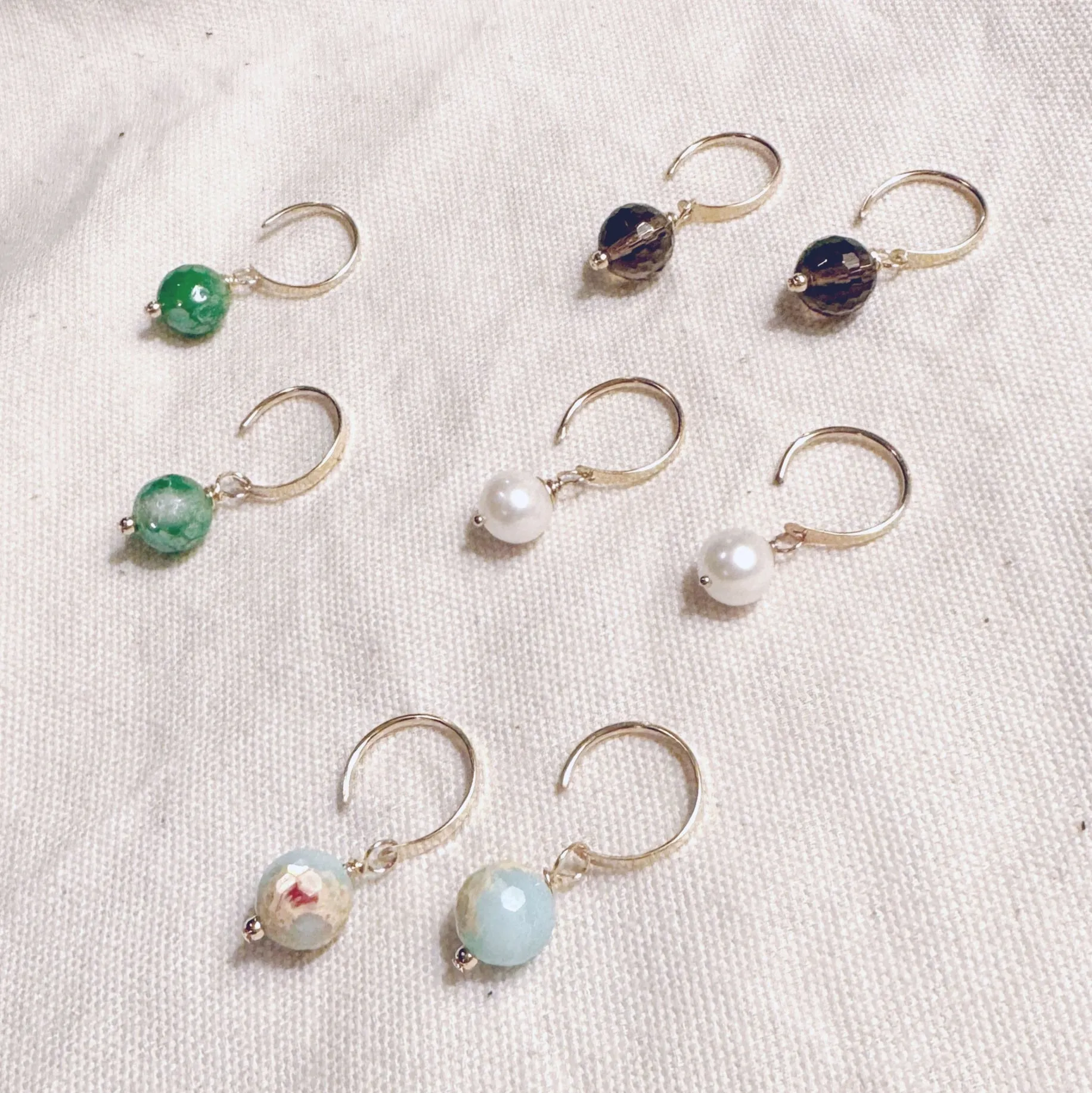 NEW! Ella Handmade Gemstone Huggie Hoops in Sterling Silver by Freshie & Zero