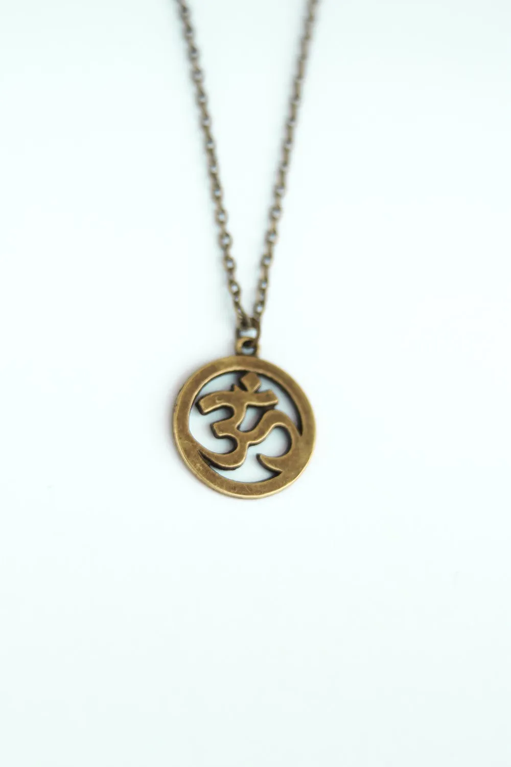 Om necklace for men, chain necklace with a bronze tone Ohm pendant, Yoga necklace, festival jewelry