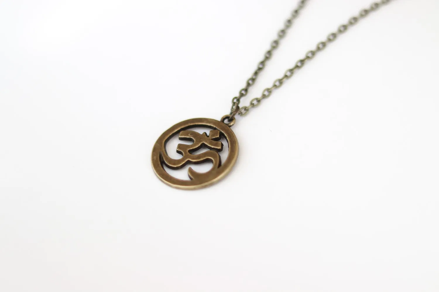 Om necklace for men, chain necklace with a bronze tone Ohm pendant, Yoga necklace, festival jewelry