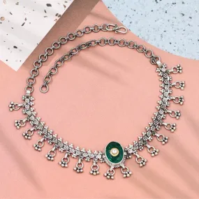 Opulent Elegance: Sangeeta Boochra Silver Necklace with Emeralds