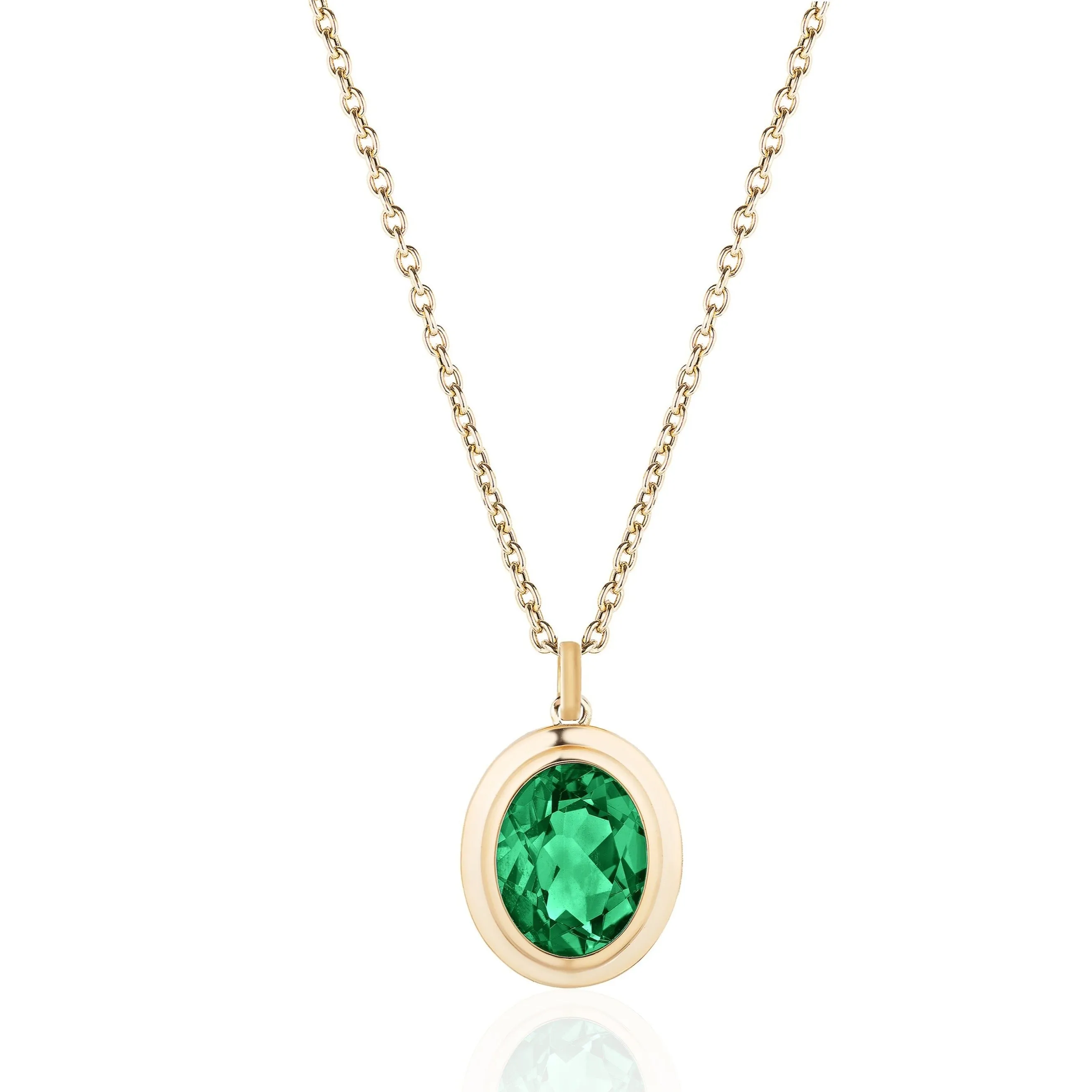 Oval Emerald Pendant Necklace