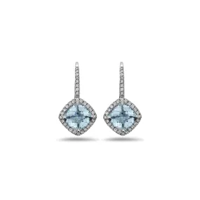 Pastel Diamond Angled Cushion Earring