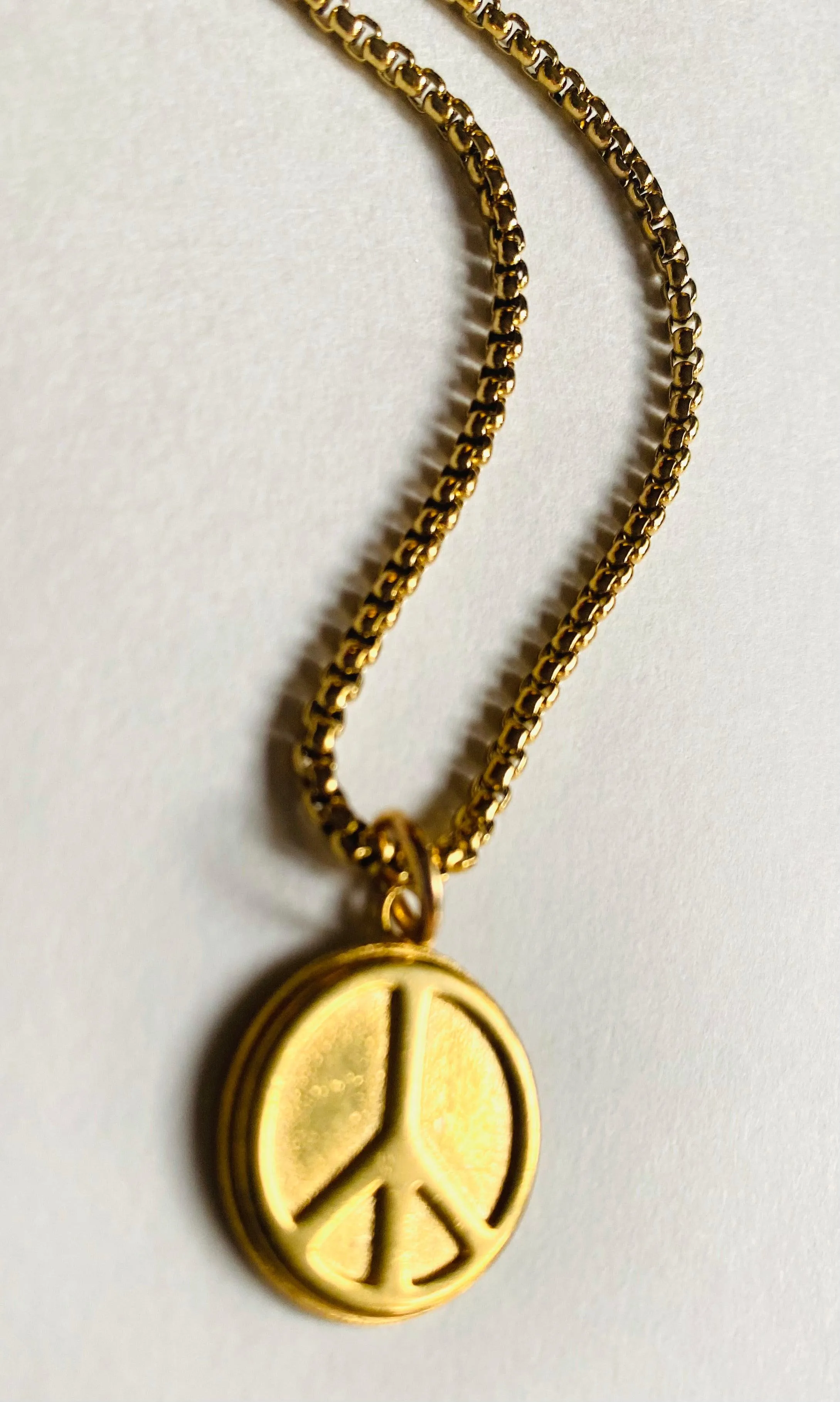 Peace Necklace, Long charm Necklace. Layering necklace