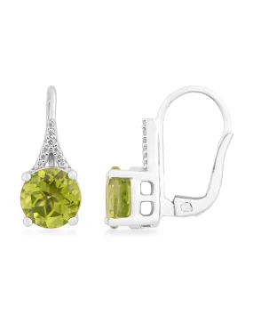 Peridot Earrings - 10ct White Gold Peridot & Diamond Earrings - 788038