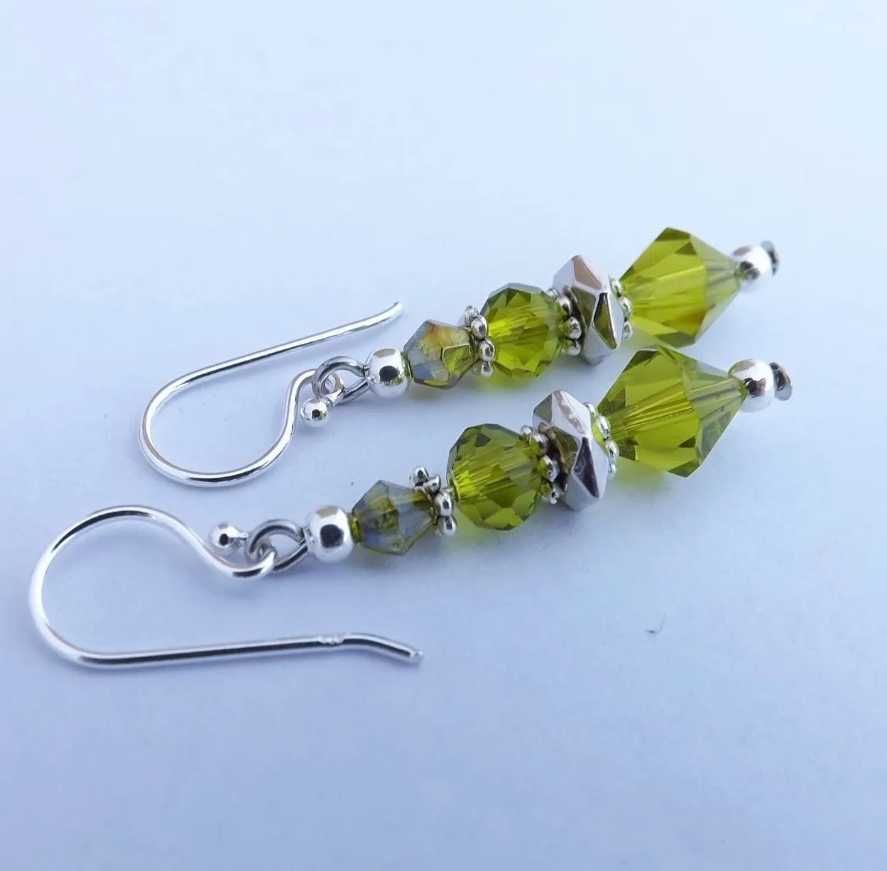 Peridot Green Handmade Glass Bead Earrings