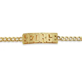 Personalized Block Gold Double Nameplate Bracelet