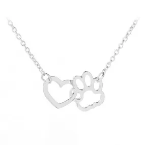 Pet Paw Print and Heart Necklaces Cute Necklace for Pet Lovers