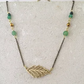 PetiteFraise | Ash Leaf Necklace | With Green Adventurine | Women's