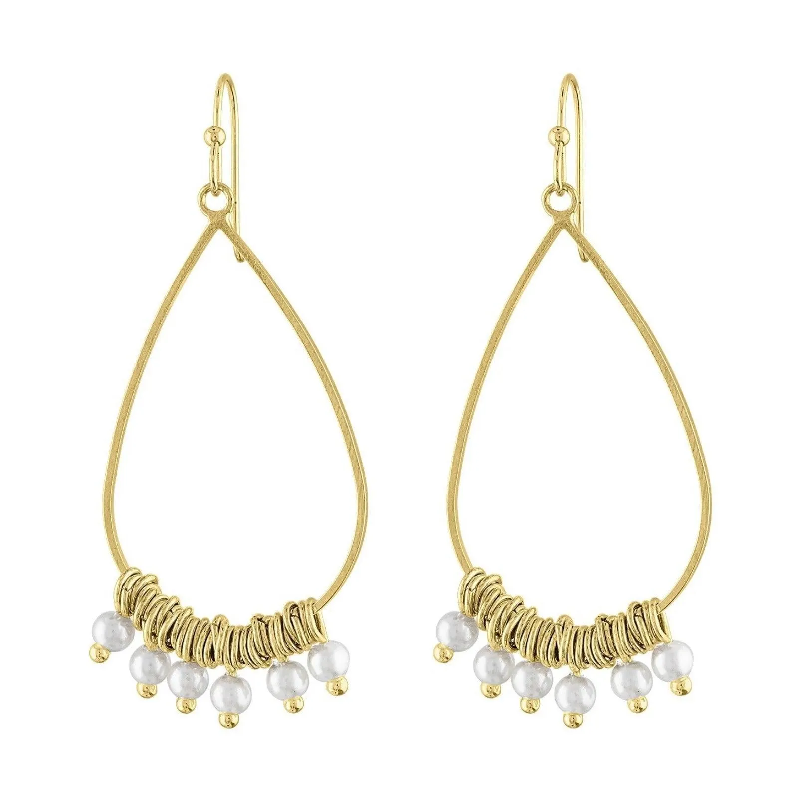 Piper & Jade Gold Pearl Tear Drop Earrings