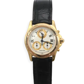 Pre-Owned 18KY Cartier Santos Ronde Chronoreflex Watch on Strap with ADB