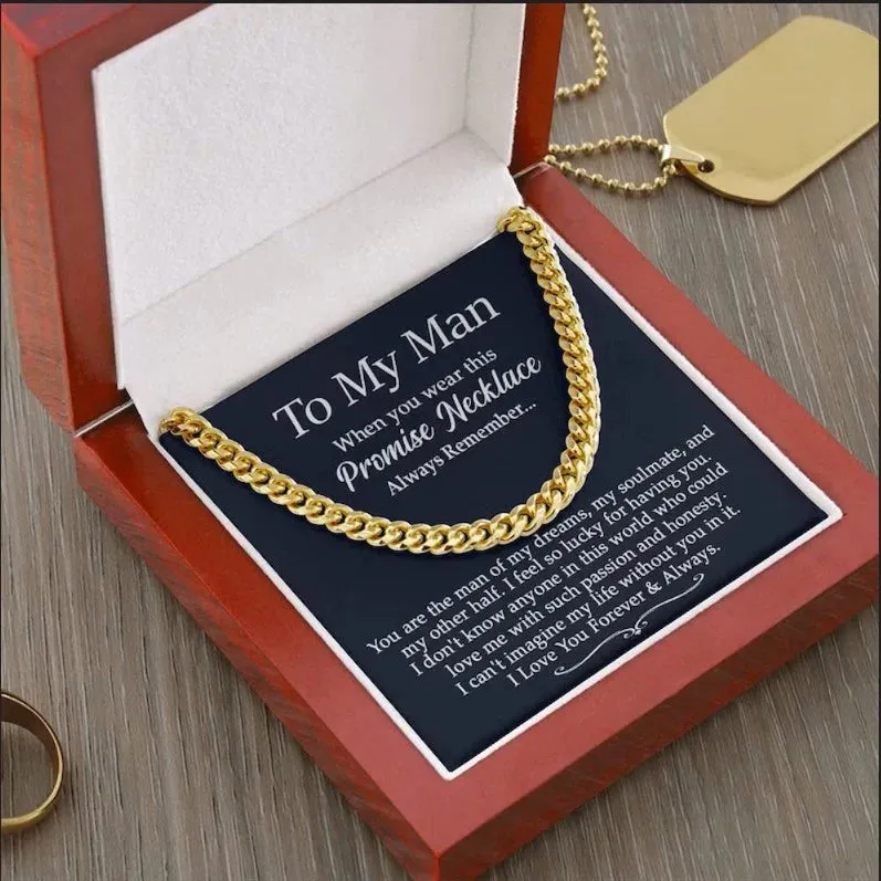 Promise Necklace for Him, Anniversary Gifts for Boyfriend from Girlfriend, Husband Anniversary Gift from Wife