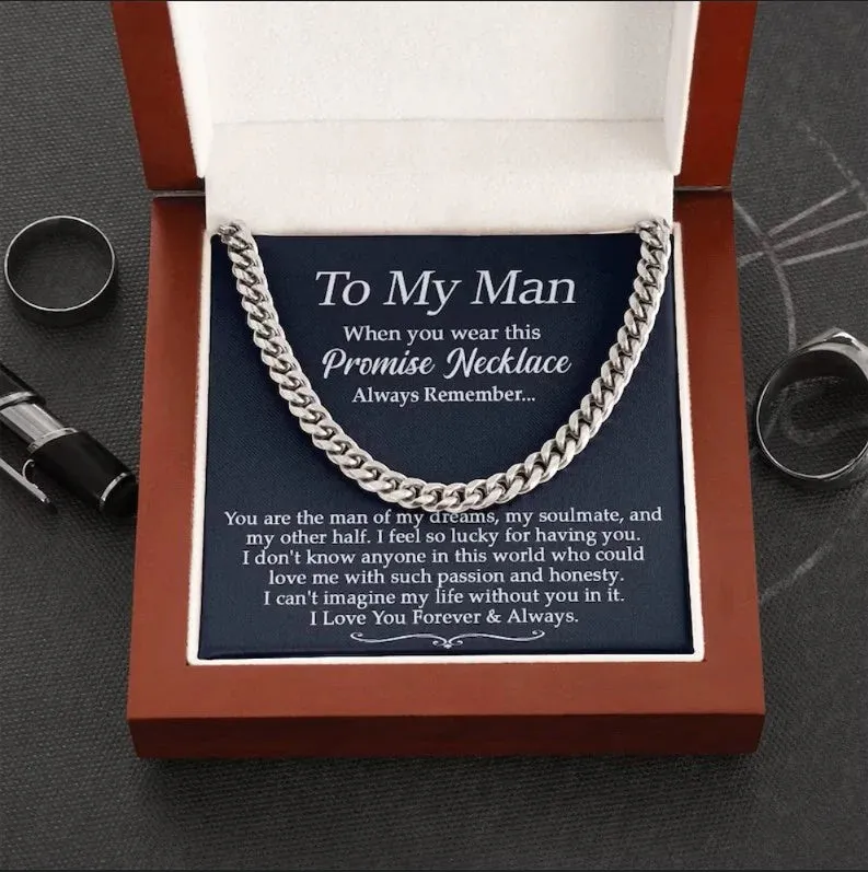 Promise Necklace for Him, Anniversary Gifts for Boyfriend from Girlfriend, Husband Anniversary Gift from Wife