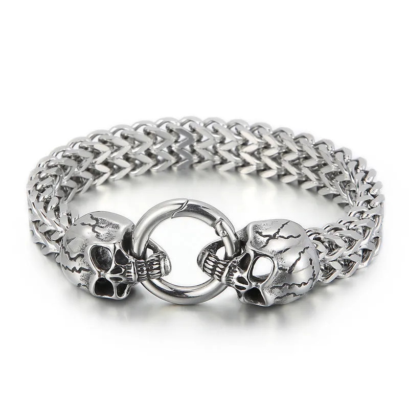 Punk Skull Titanium Steel Men's Bracelet - European and American Fashion Statement Jewelry