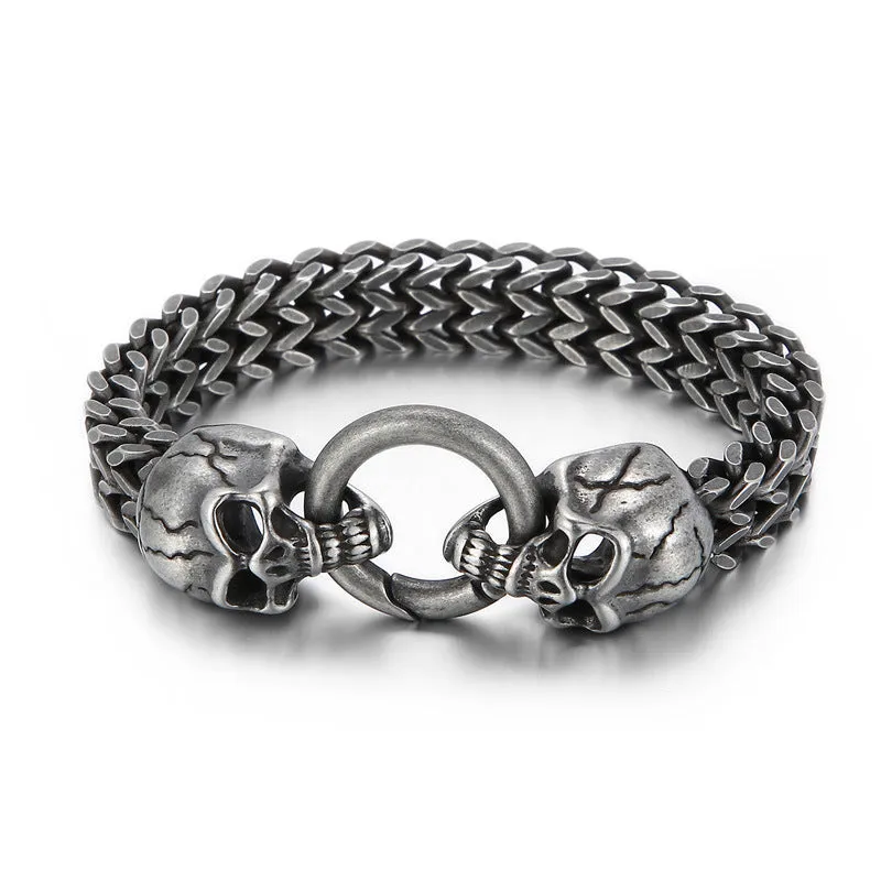 Punk Skull Titanium Steel Men's Bracelet - European and American Fashion Statement Jewelry